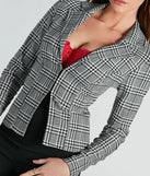 Uptown Attitude Plaid Crop Blazer