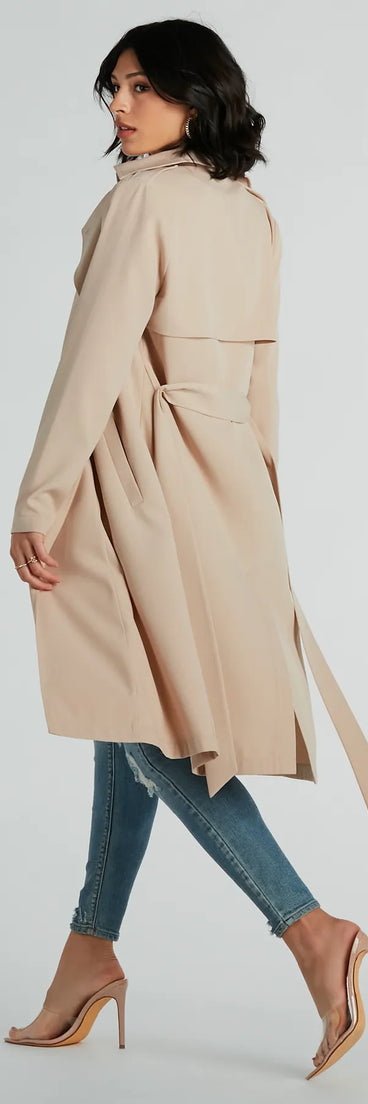 Statement Piece Tie-Waist Woven Trench Coat