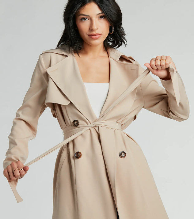 Statement Piece Tie-Waist Woven Trench Coat | Windsor