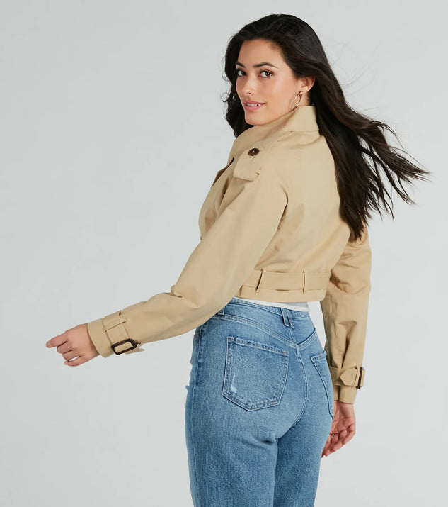 Eye For Style Twill Belted Crop Trench Coat | Windsor