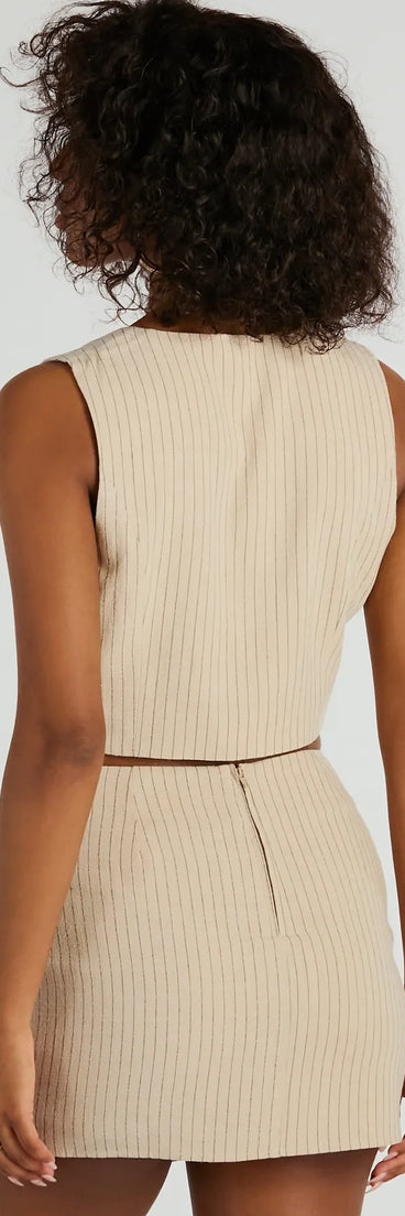 Downtown Meetings Pinstripe Linen Vest