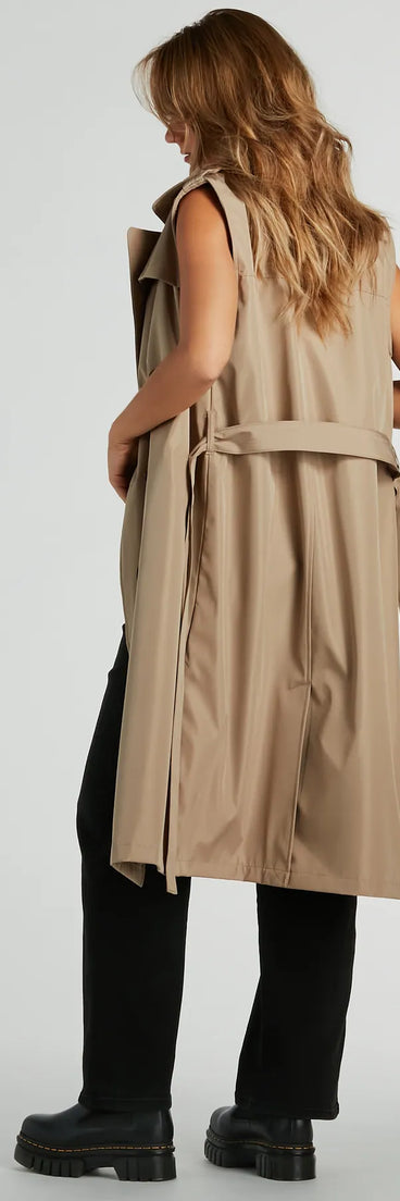 City-Chic Nylon Belted Trench Vest