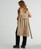 City-Chic Nylon Belted Trench Vest