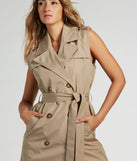 City-Chic Nylon Belted Trench Vest