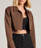 The Popular Cutie Long Sleeve Crop Denim Shacket has a sleek denim wash and the latest accents for a layer that instantly elevates your look.