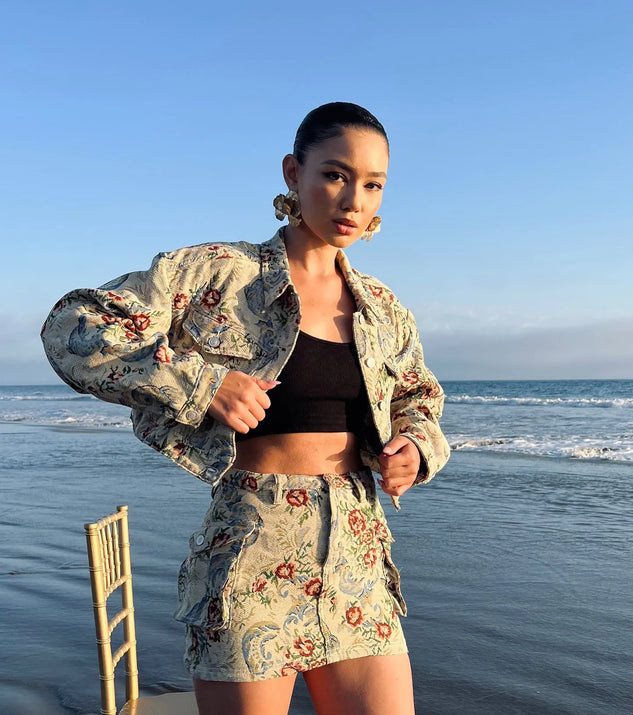 激安アウトレット Cropped Tapestry Floral For Falling Jacket Windsor | Clothing