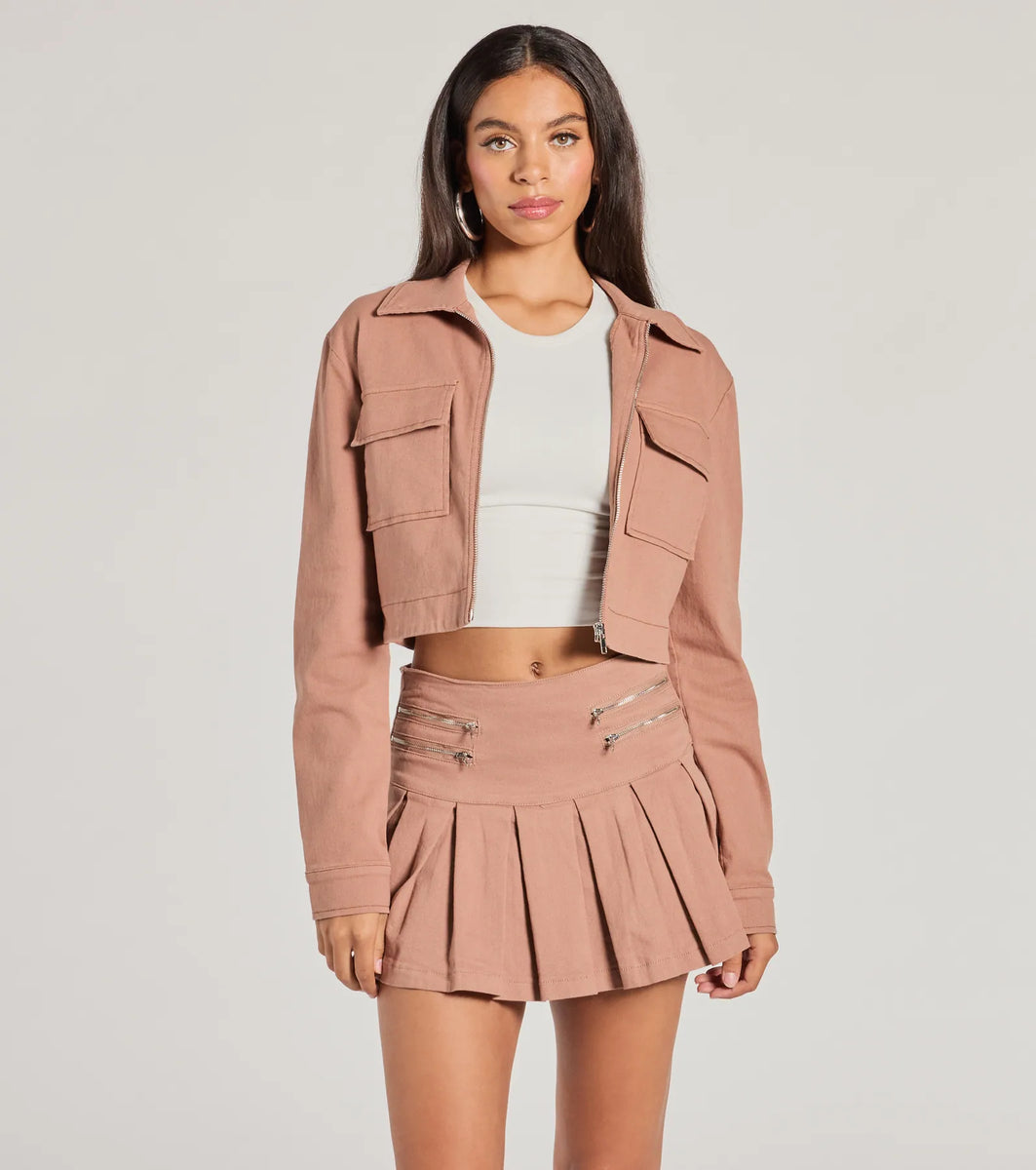 Practical Charm Zip Up Denim Shacket & Windsor