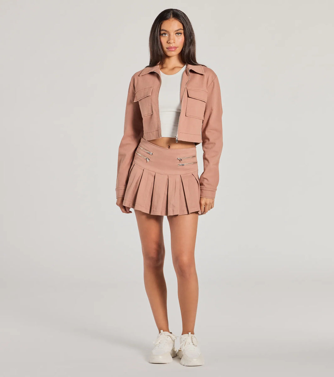 Practical Charm Zip Up Denim Shacket & Windsor