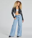City Slicker Moto Crop Faux Leather Jacket, a trendy black addition to women's going-out outfits, is ideal for Christmas party outfits, chic NYE attire, or winter night-out looks that keep you on-trend!