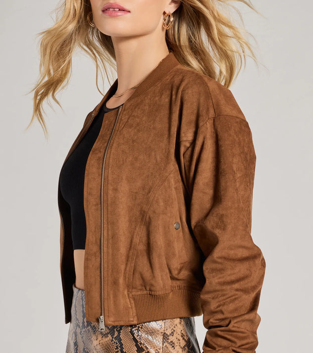 Effortlessly Chic Faux Suede Bomber Jacket | Windsor