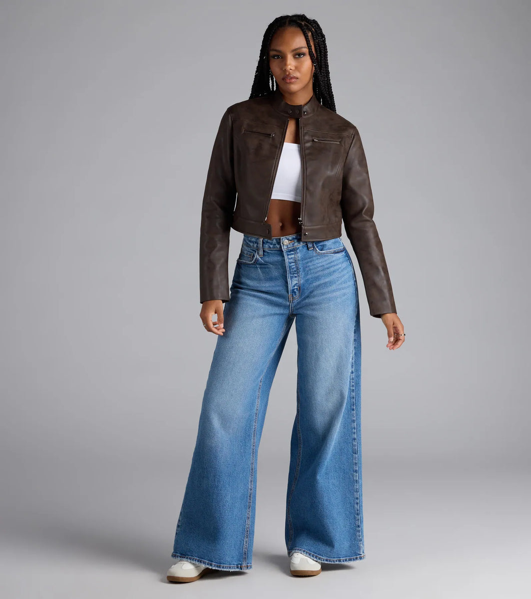 Along For The Ride Faux Leather Biker Jacket & Windsor