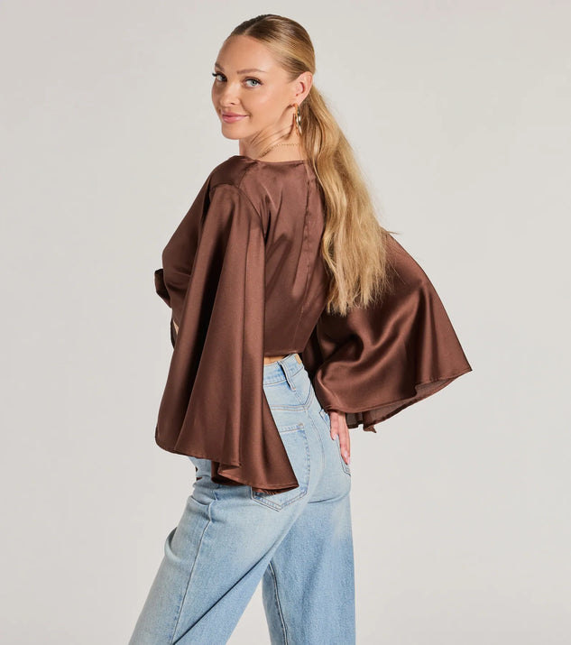 Silky Satin Tie Front Crop Top | Windsor