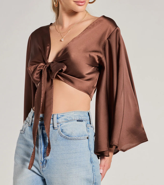 Silky Satin Tie Front Crop Top | Windsor