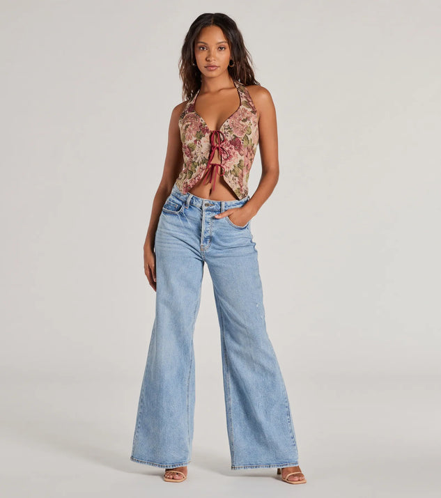 Adore You Floral Tapestry Lace Up Vest | Windsor Adore You Floral Tapestry Lace Up Vest | Windsor