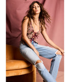 The Adore You Floral Tapestry Lace Up Vest with a modern design and trendy look is part of the latest women's tops collection to elevate your 2025 wardrobe.