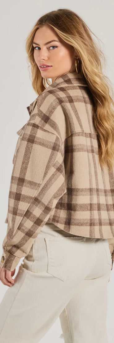 Perfectly Plaid Woven Oversized Cropped Shacket
