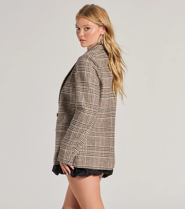 Classic Mood Glen Plaid Woven Oversized Blazer | Windsor