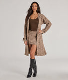 Effortlessly create party outfits or vacation-ready looks with the Chic Mood Snake Print Faux Suede Trench Coat, one part of a versatile women's taupe matching set perfect for quick and easy outfit combinations from layering chic outfits to transitioning your look seamlessly.