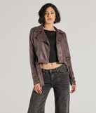 The Cool Vibes Only Faux Suede Belted Moto Jacket in brown is a women's workwear essential with an elevated fabric and chic silhouette, ideal for layering and versatile enough to take your look from office chic to going-out ready!