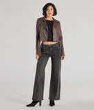 The Cool Vibes Only Faux Suede Belted Moto Jacket in brown is a women's workwear essential with an elevated fabric and chic silhouette, ideal for layering and versatile enough to take your look from office chic to going-out ready!