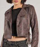Cool Vibes Only Faux Suede Belted Moto Jacket, a trendy brown addition to women's going-out outfits, is ideal for Christmas party outfits, chic NYE attire, or winter night-out looks that keep you on-trend!