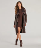 Stay chic this winter with Chic Impression Faux Suede Belted Trench Coat, a brown women's coat perfect for layering. Featuring textured fabric and a trendy fit, this lightweight coat for women transitions effortlessly from cozy everyday wear to formal evening events.