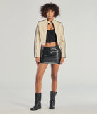 Cool Girl Chic Striped Faux Leather Jacket, a trendy ivory addition to women's going-out outfits, is ideal for Christmas party outfits, chic NYE attire, or winter night-out looks that keep you on-trend!