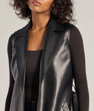 Sleek Icon Faux Leather Long Belted Vest