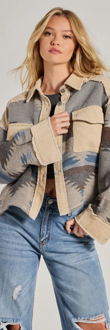 
Upgrade your style game for 2025 with the Western Trend Corduroy Trim Woven Shacket in taupe, perfect for any fashion-forward wardrobe.