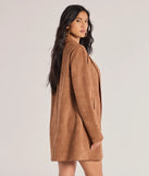 On The Move Faux Suede Long Blazer