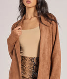 On The Move Faux Suede Long Blazer