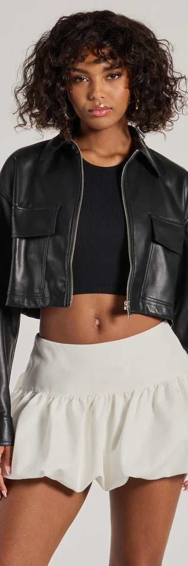 
Upgrade your style game for 2025 with the Sleek Staple Cropped Faux Leather Shacket in black, perfect for any fashion-forward wardrobe.