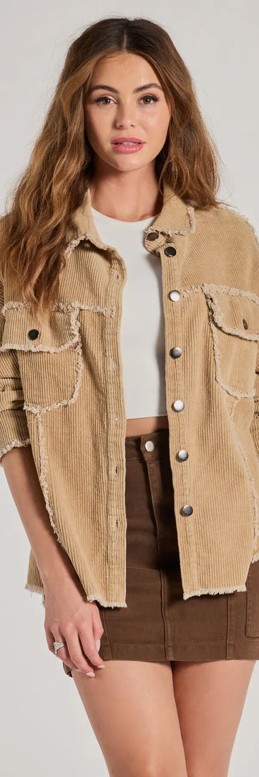 
Upgrade your style game for 2025 with the Chic Staple Long Sleeve Corduroy Shacket in taupe, perfect for any fashion-forward wardrobe.