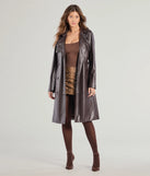 Iconic Muse Faux Leather Belted Trench Coat
