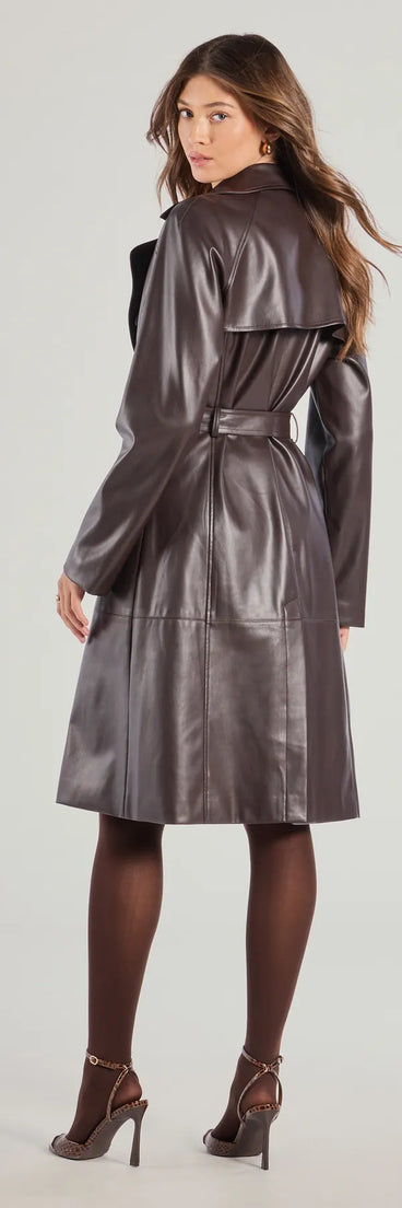 Get inspired with the Iconic Muse Faux Leather Belted Trench Coat, a feed-worthy brown piece that’s part of Windsor's updated and curated women’s clothing edit packed with must-have fall outfit ideas.