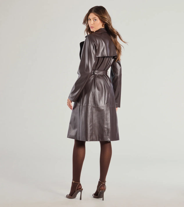 Iconic Muse Faux Leather Belted Trench Coat | Windsor