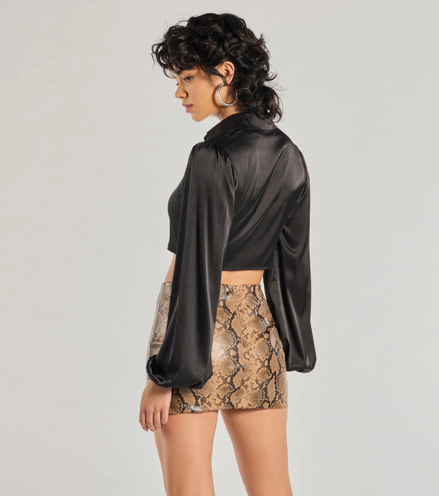 Sleek Mood Satin Tie-Front Crop Top | Windsor