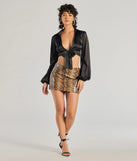 The Sleek Mood Satin Tie-Front Crop Top in black with a modern design and trendy look is part of the latest women's tops collection to elevate your 2025 wardrobe.