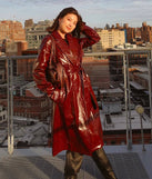 Chic Authority Faux Leather Trench Coat