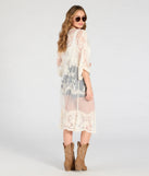 The Desert Dreamer Crochet Lace Kimono in ivory brings edge and energy to your vibe, ready to elevate any festival look or concert outfit.