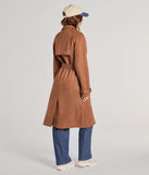 City In Style Belted Faux Suede Trench Coat