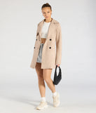 Eye For Style Belted Faux Suede Trench Coat