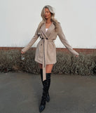 Eye For Style Belted Faux Suede Trench Coat