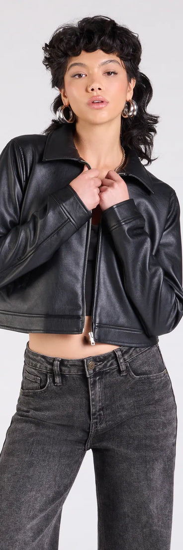Get inspired with the Keep Your Cool Collared Faux Leather Jacket, a feed-worthy black piece that’s part of Windsor's updated and curated women’s clothing edit packed with must-have fall outfit ideas.