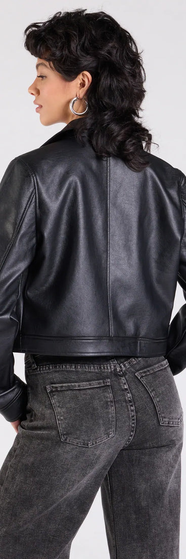 Refresh your wardrobe with the Keep Your Cool Collared Faux Leather Jacket, a black fashion jacket that adds statement style to every look.