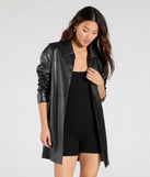 Effortlessly Sleek Faux Leather Oversized Blazer