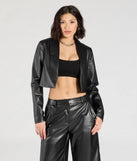 Chic Layer Faux Leather Cropped Blazer