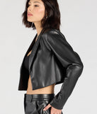 Chic Layer Faux Leather Cropped Blazer