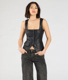 From bold to effortless, the Fashionable Edge Button Down Faux Leather Vest lets you define your vibe with black tops that speak your style.