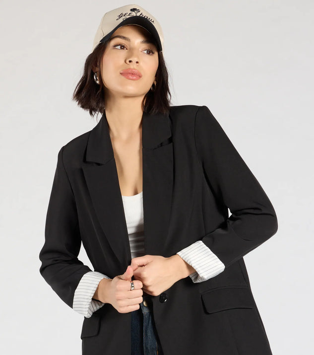 Official Business Striped Cuff Woven Blazer | Windsor